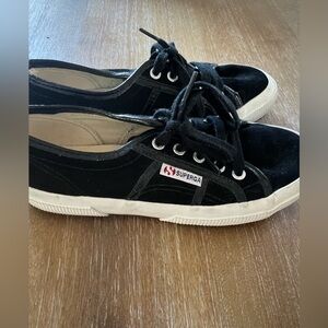 Superga sneakers 36, black suede and patent leather